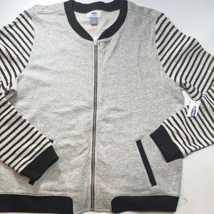 Old Navy | Zip Up Bomber Jacket Stripped Sleeves